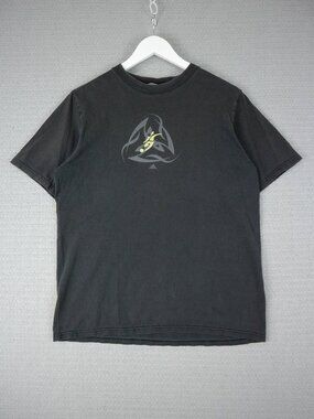 Adidas Vintage Faded Black Y2K Soccer Cotton Shirt Youth XL - Fits Small